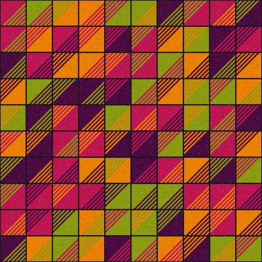 Soyut geometrik desen üretken hesaplama sanatı illüstrasyonu, fayans renk parçalarının taklidi