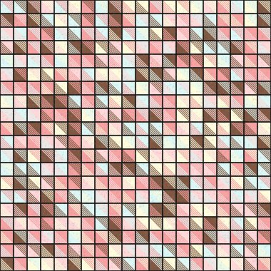 Soyut geometrik desen üretken hesaplama sanatı illüstrasyonu, fayans renk parçalarının taklidi