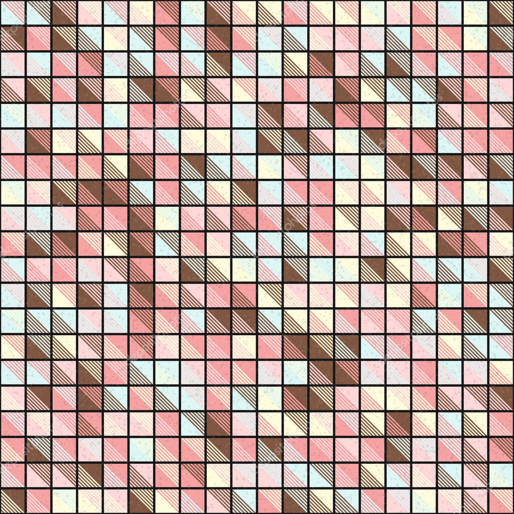 Vector of Abstract geometric pattern generative computational art illustration, imitation of tiles color pieces Abstract geometric pattern generative computational art illustration, imitation of tiles color pieces stock vector