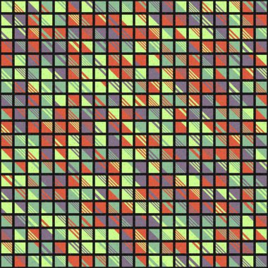 Soyut geometrik desen üretken hesaplama sanatı illüstrasyonu, fayans renk parçalarının taklidi
