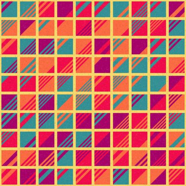 Soyut geometrik desen üretken hesaplama sanatı illüstrasyonu, fayans renk parçalarının taklidi