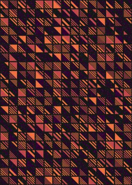 Soyut renk geometrik mozaik desen üretici hesaplama sanatı illüstrasyonu, fayans renk parçalarının taklit edilmesi