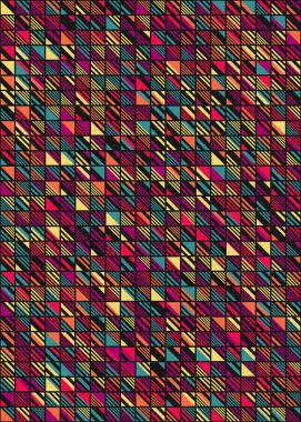 Soyut renk geometrik mozaik desen üretici hesaplama sanatı illüstrasyonu, fayans renk parçalarının taklit edilmesi