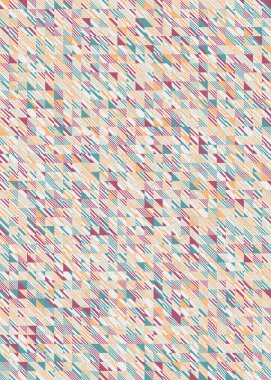 Soyut renk geometrik mozaik desen üretici hesaplama sanatı illüstrasyonu, fayans renk parçalarının taklit edilmesi