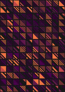 Soyut geometrik desen üretken hesaplama sanatı illüstrasyonu, fayans renk parçalarının taklidi