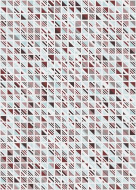 Soyut renk geometrik mozaik desen üretici hesaplama sanatı illüstrasyonu, fayans renk parçalarının taklit edilmesi