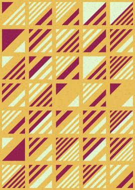 Soyut renk geometrik mozaik desen üretici hesaplama sanatı illüstrasyonu, fayans renk parçalarının taklit edilmesi