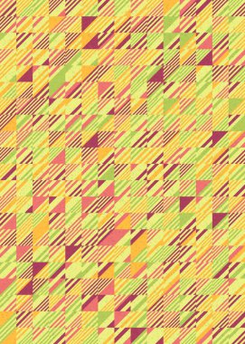 Soyut renk geometrik mozaik desen üretici hesaplama sanatı illüstrasyonu, fayans renk parçalarının taklit edilmesi