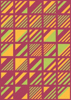 Soyut renk geometrik mozaik desen üretici hesaplama sanatı illüstrasyonu, fayans renk parçalarının taklit edilmesi