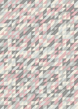 Soyut renk geometrik mozaik desen üretici hesaplama sanatı illüstrasyonu, fayans renk parçalarının taklit edilmesi