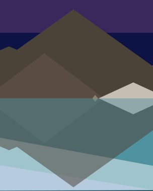 Geometrik peyzaj üretken sanat afişi çizimi