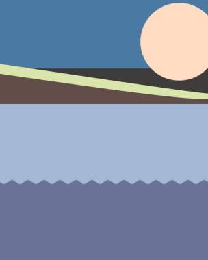 Geometrik peyzaj üretken sanat afişi çizimi