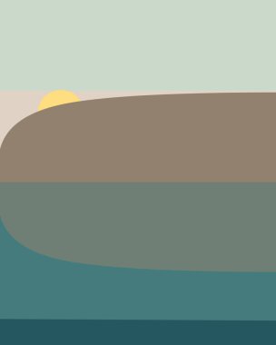 Geometrik peyzaj üretken sanat afişi çizimi