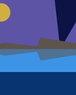 Geometrik peyzaj üretken sanat afişi çizimi