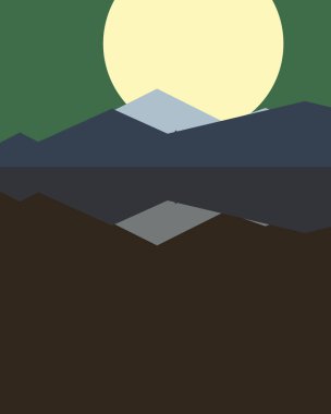 Geometrik peyzaj üretken sanat afişi çizimi