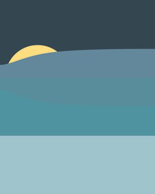 Geometrik peyzaj üretken sanat afişi çizimi