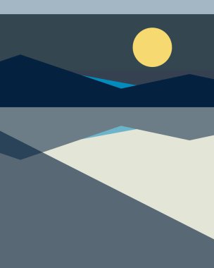 Geometrik peyzaj üretken sanat afişi çizimi
