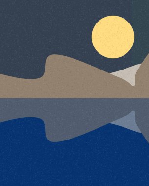 Geometrik peyzaj üretken sanat afişi çizimi