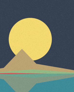 Geometrik peyzaj üretken sanat afişi çizimi