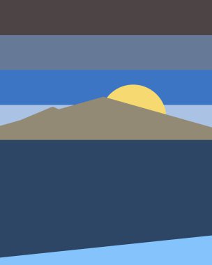 Geometrik peyzaj üretken sanat afişi çizimi