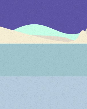 Geometrik peyzaj üretken sanat afişi çizimi