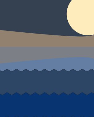 Geometrik peyzaj üretken sanat afişi çizimi