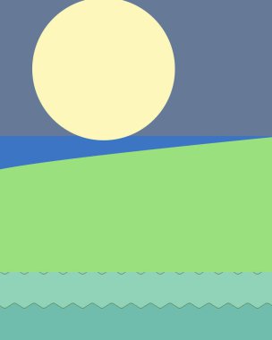 Geometrik peyzaj üretken sanat afişi çizimi