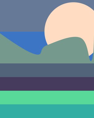 Geometrik peyzaj üretken sanat afişi çizimi