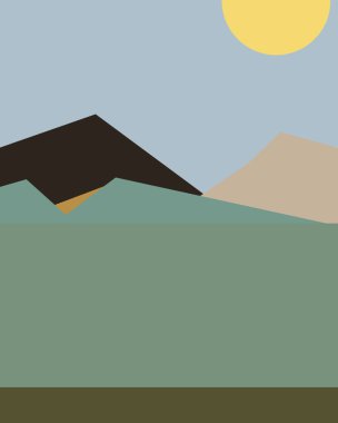 Geometrik peyzaj üretken sanat afişi çizimi