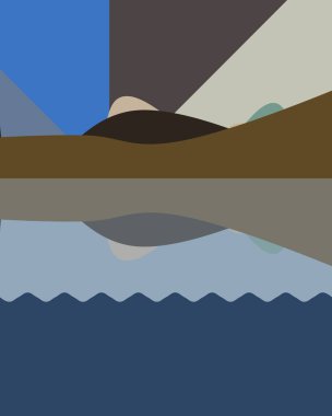 Geometrik peyzaj üretken sanat afişi çizimi