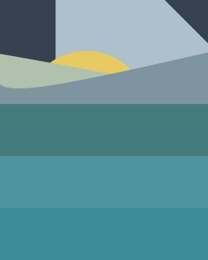 Geometrik peyzaj üretken sanat afişi çizimi