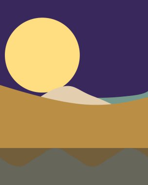 Geometrik peyzaj üretken sanat afişi çizimi