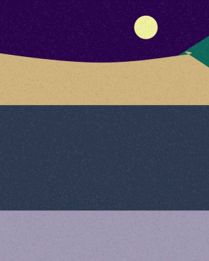 Geometrik peyzaj üretken sanat afişi çizimi