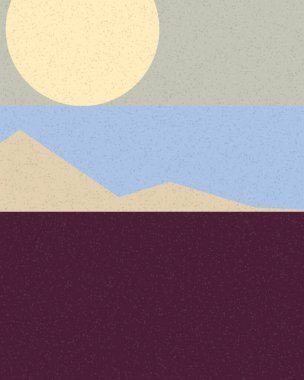 Geometrik peyzaj üretken sanat afişi çizimi