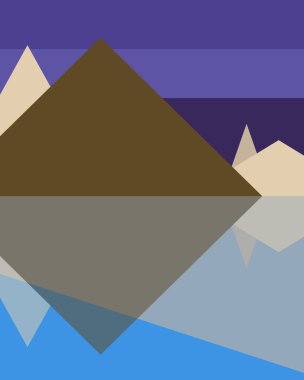 Geometrik peyzaj üretken sanat afişi çizimi