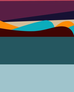 Geometrik peyzaj üretken sanat afişi çizimi