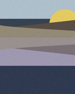 Geometrik peyzaj üretken sanat afişi çizimi