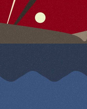 Geometrik peyzaj üretken sanat afişi çizimi