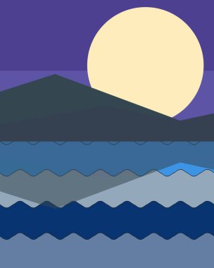 Geometrik peyzaj üretken sanat afişi çizimi