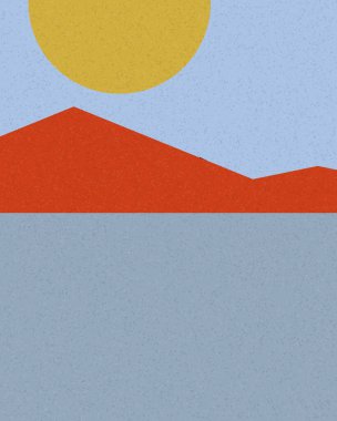 Geometrik peyzaj üretken sanat afişi çizimi