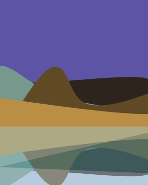 Geometrik peyzaj üretken sanat afişi çizimi