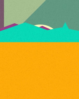 Geometrik peyzaj üretken sanat afişi çizimi