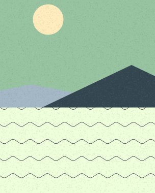 Geometrik peyzaj üretken sanat afişi çizimi