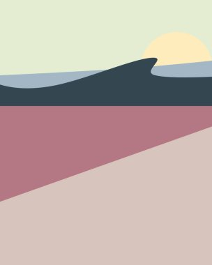 Geometrik peyzaj üretken sanat afişi çizimi