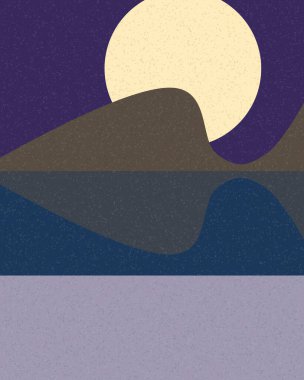 Geometrik peyzaj üretken sanat afişi çizimi