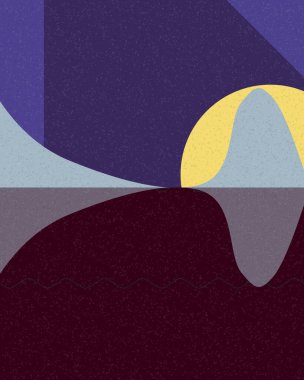 Geometrik peyzaj üretken sanat afişi çizimi