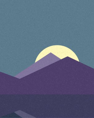 Geometrik peyzaj üretken sanat afişi çizimi