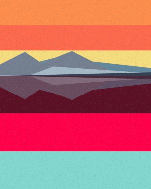 Geometrik peyzaj üretken sanat afişi çizimi