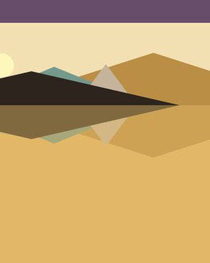 Geometrik peyzaj üretken sanat afişi çizimi