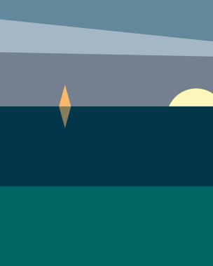 Geometrik peyzaj üretken sanat afişi çizimi